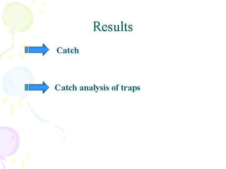 Results Catch analysis of traps 