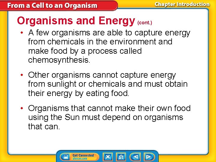 Organisms and Energy (cont. ) • A few organisms are able to capture energy