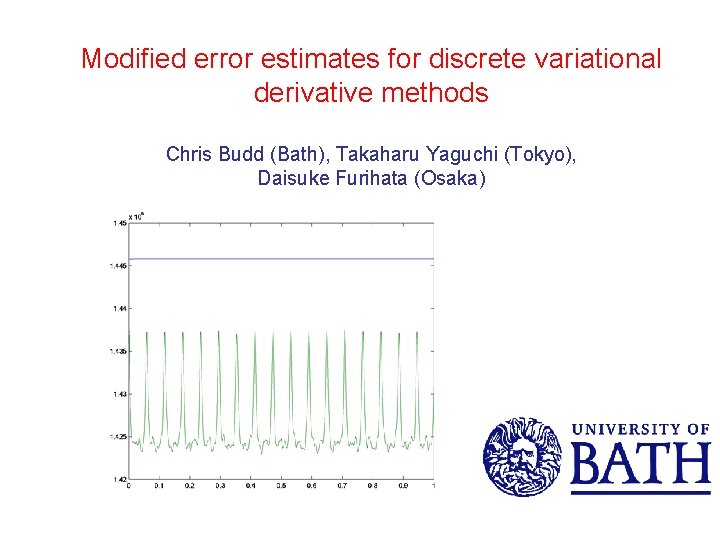 Modified error estimates for discrete variational derivative methods Chris Budd (Bath), Takaharu Yaguchi (Tokyo),