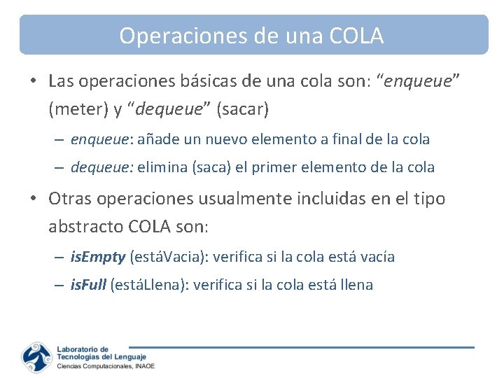 Queue Cola Programacion Programacin y estructuras de datos Propedetico de Ciencias