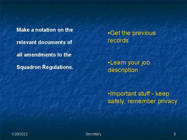 Make a notation on the • Get the previous records relevant documents of all