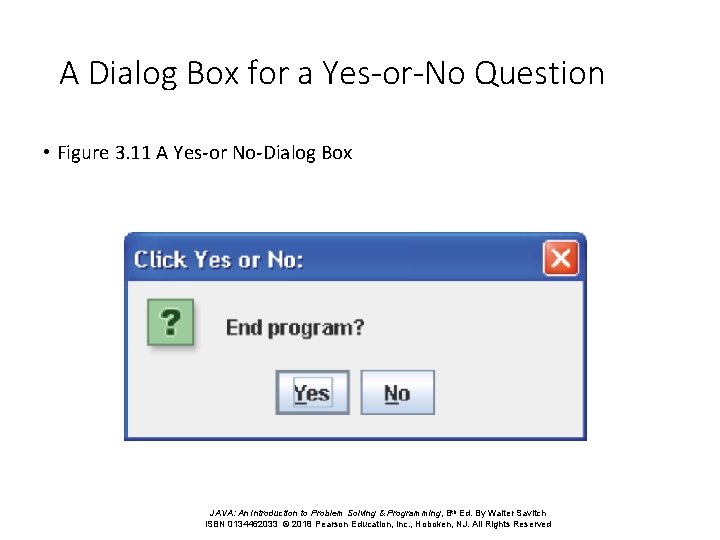 A Dialog Box for a Yes-or-No Question • Figure 3. 11 A Yes-or No-Dialog