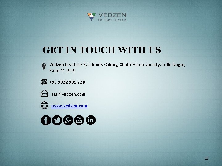 GET IN TOUCH WITH US Vedzen Institute 8, Friends Colony, Sindh Hindu Society, Lulla