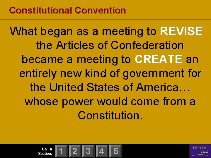 Constitutional Convention What began as a meeting to REVISE the Articles of Confederation became