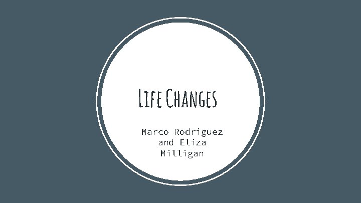 Life Changes Marco Rodriguez and Eliza Milligan 