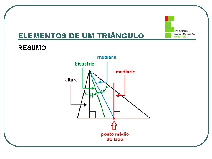 ELEMENTOS DE UM TRI NGULO RESUMO 