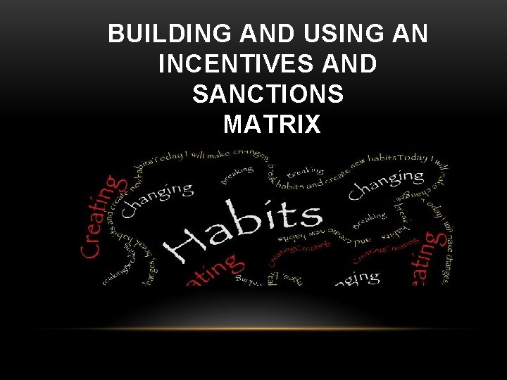 BUILDING AND USING AN INCENTIVES AND SANCTIONS MATRIX 