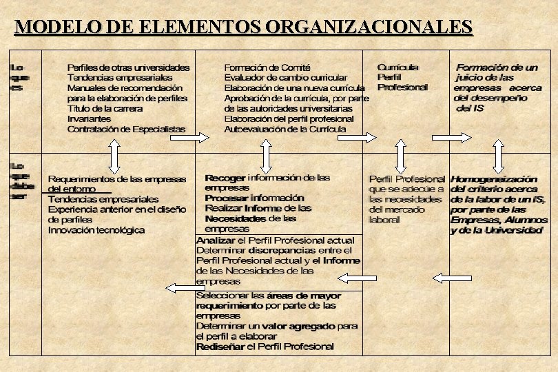 MODELO DE ELEMENTOS ORGANIZACIONALES 