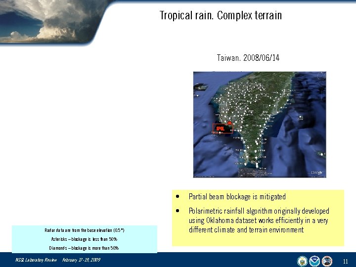 Tropical rain. Complex terrain Taiwan. 2008/06/14 SPOL Radar data are from the base elevation