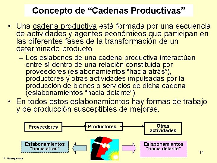 Concepto de “Cadenas Productivas” • Una cadena productiva está formada por una secuencia de