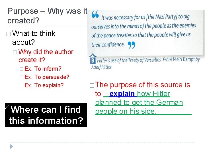 Purpose – Why was it created? � What to think about? � Why did Purpose – Why was it created? � What to think about? � Why did