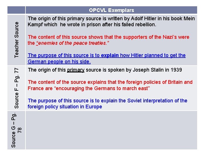 OPCVL Exemplars Source G – Pg. Source F – Pg. 77 78 Teacher Source OPCVL Exemplars Source G – Pg. Source F – Pg. 77 78 Teacher Source