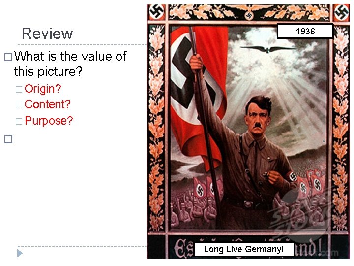 Review 1936 � What is the value of this picture? � Origin? � Content? Review 1936 � What is the value of this picture? � Origin? � Content?