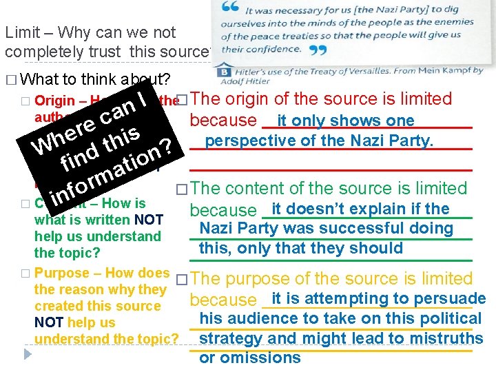 Limit – Why can we not completely trust this source? � What to think Limit – Why can we not completely trust this source? � What to think