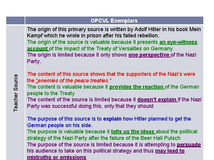 OPCVL Exemplars OPCVL Example Table Teacher Source The origin of this primary source is OPCVL Exemplars OPCVL Example Table Teacher Source The origin of this primary source is