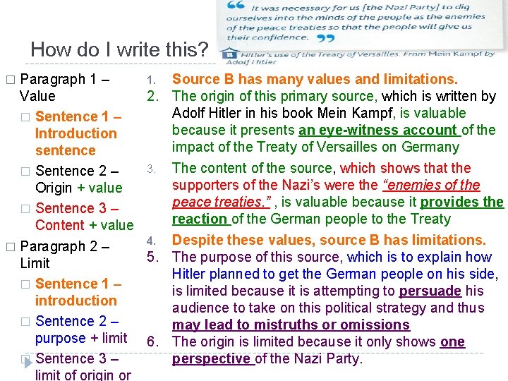 How do I write this? Paragraph 1 – 1. Source B has many values How do I write this? Paragraph 1 – 1. Source B has many values