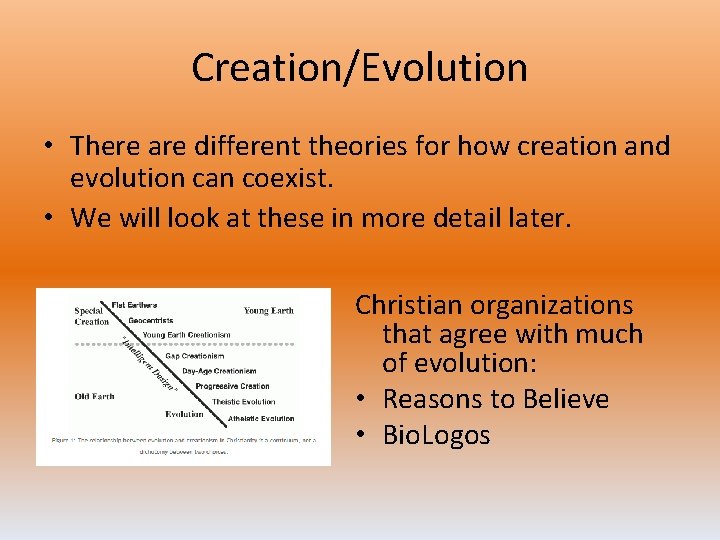 Creation/Evolution • There are different theories for how creation and evolution can coexist. •