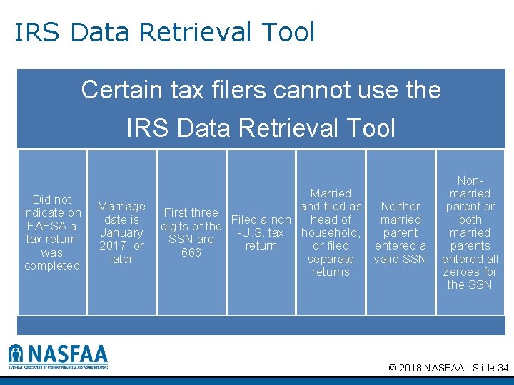 IRS Data Retrieval Tool Certain tax filers cannot use the IRS Data Retrieval Tool