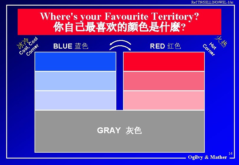 Ref: TN/SELLING/WEL-1/rc Where's your Favourite Territory? 你自己最喜欢的颜色是什麽? l o 冷l, Co er 冰oo rn