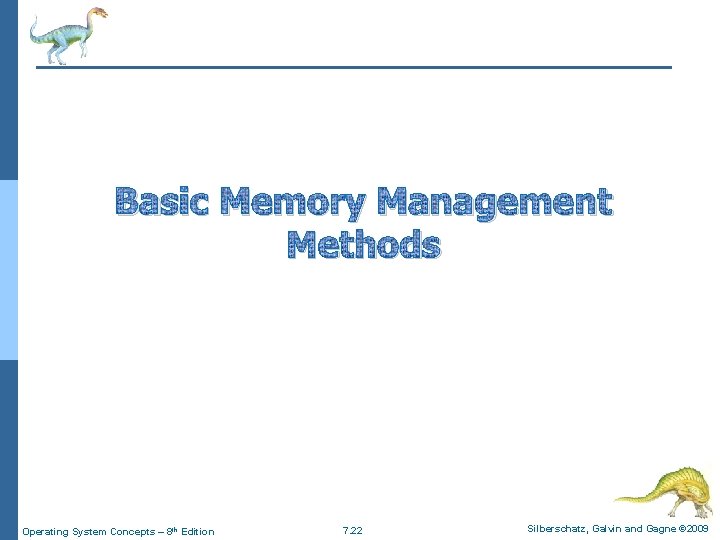 Basic Memory Management Methods Operating System Concepts – 8 th Edition 7. 22 Silberschatz,