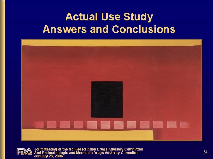 Actual Use Study Answers and Conclusions Joint Meeting of the Nonprescription Drugs Advisory Committee