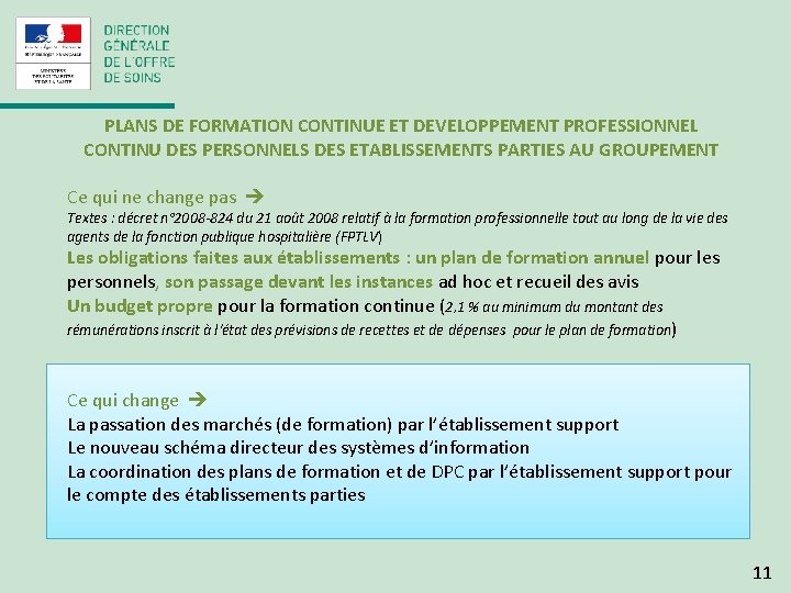 PLANS DE FORMATION CONTINUE ET DEVELOPPEMENT PROFESSIONNEL CONTINU DES PERSONNELS DES ETABLISSEMENTS PARTIES AU