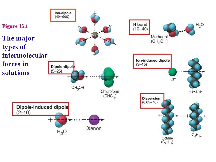 Figure 13. 1 The major types of intermolecular forces in solutions 