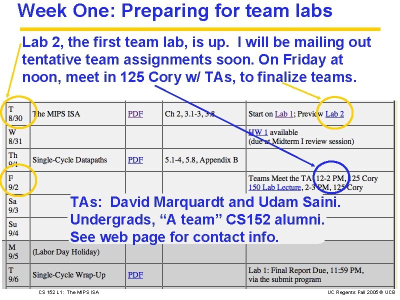 Week One: Preparing for team labs Lab 2, the first team lab, is up.