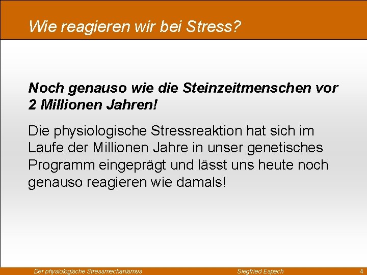 Wie reagieren wir bei Stress? Noch genauso wie die Steinzeitmenschen vor 2 Millionen Jahren!