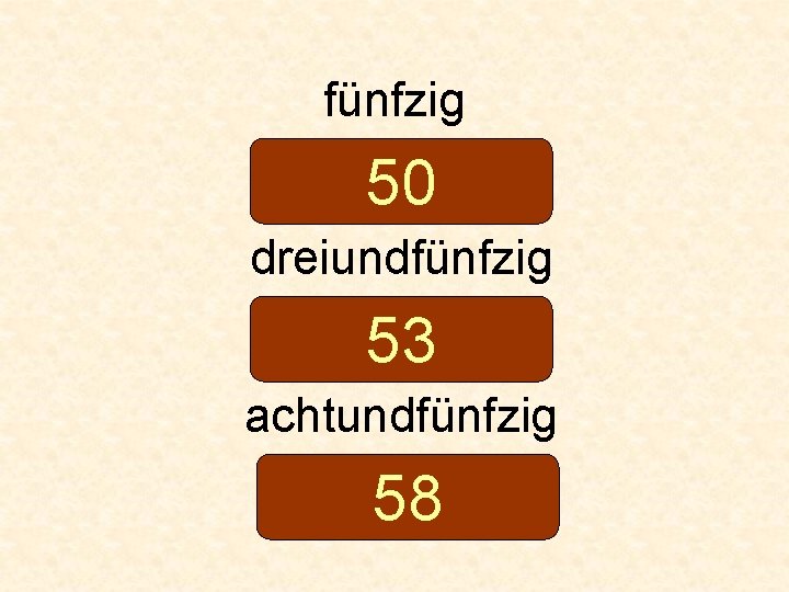 fünfzig 50 dreiundfünfzig 53 achtundfünfzig 58 