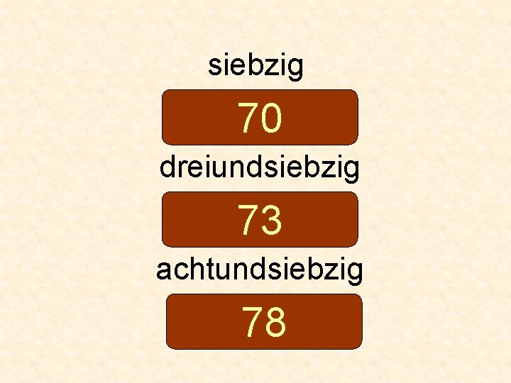 siebzig 70 dreiundsiebzig 73 achtundsiebzig 78 