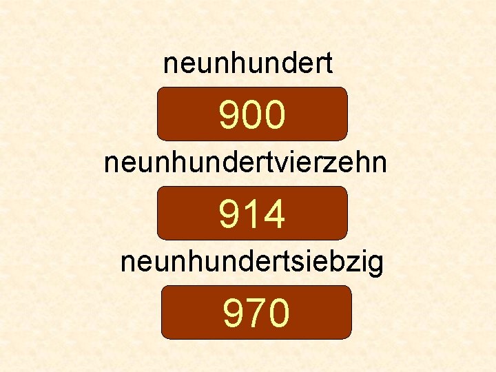 neunhundert 900 neunhundertvierzehn 914 neunhundertsiebzig 970 