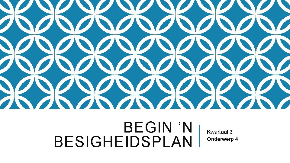 BEGIN ‘N BESIGHEIDSPLAN Kwartaal 3 Onderwerp 4 