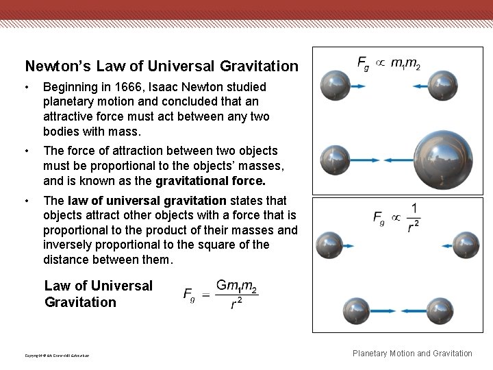 Newton’s Law of Universal Gravitation • Beginning in 1666, Isaac Newton studied planetary motion