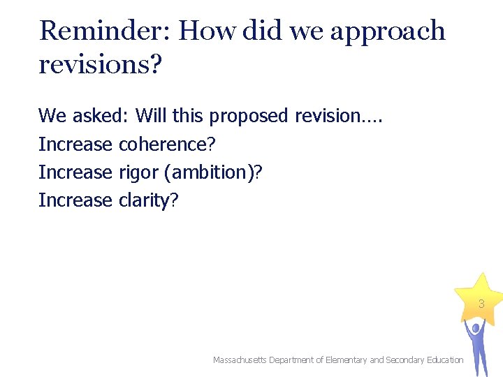 Reminder: How did we approach revisions? We asked: Will this proposed revision…. Increase coherence?