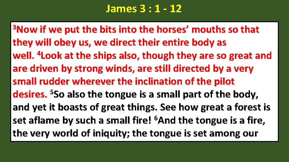 James 3 : 1 - 12 3 Now if we put the bits into