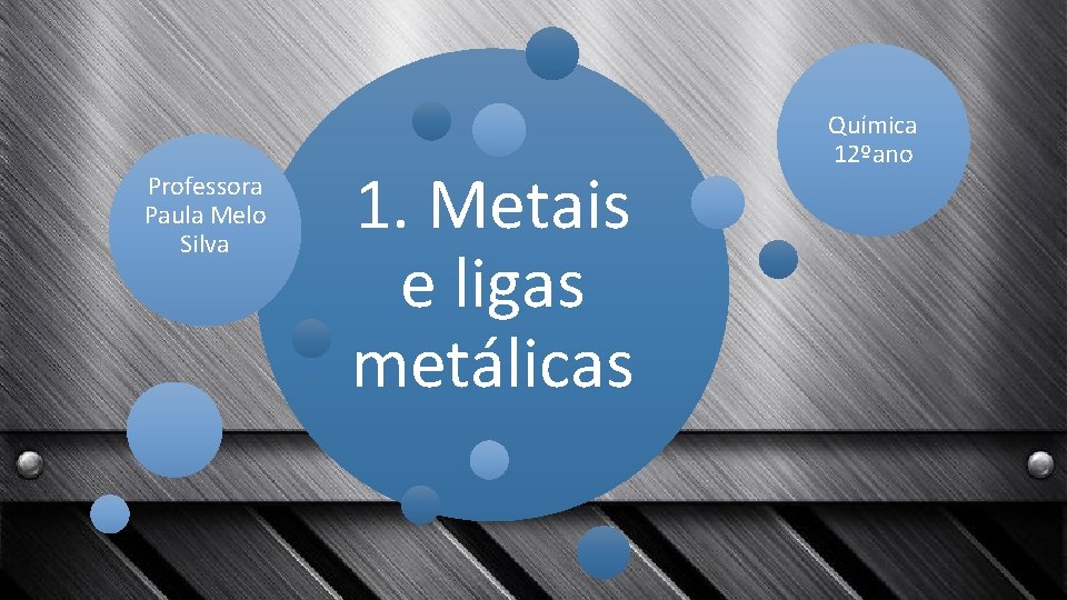 Professora Paula Melo Silva 1. Metais e ligas metálicas Química 12ºano 