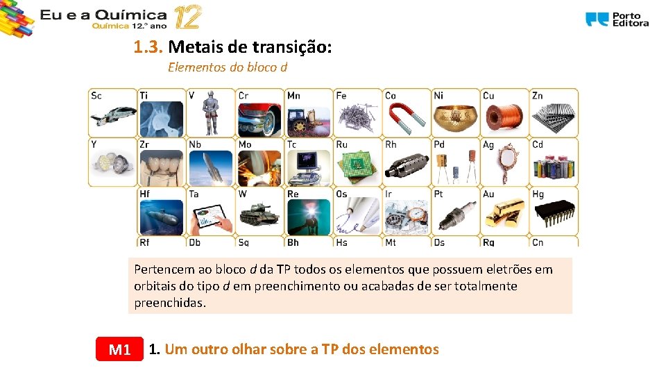 1. 3. Metais de transição: Elementos do bloco d Pertencem ao bloco d da