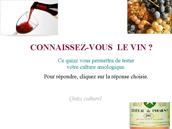 CONNAISSEZ-VOUS LE VIN ? Ce quizz vous permettra de tester votre culture œnologique. Chatons