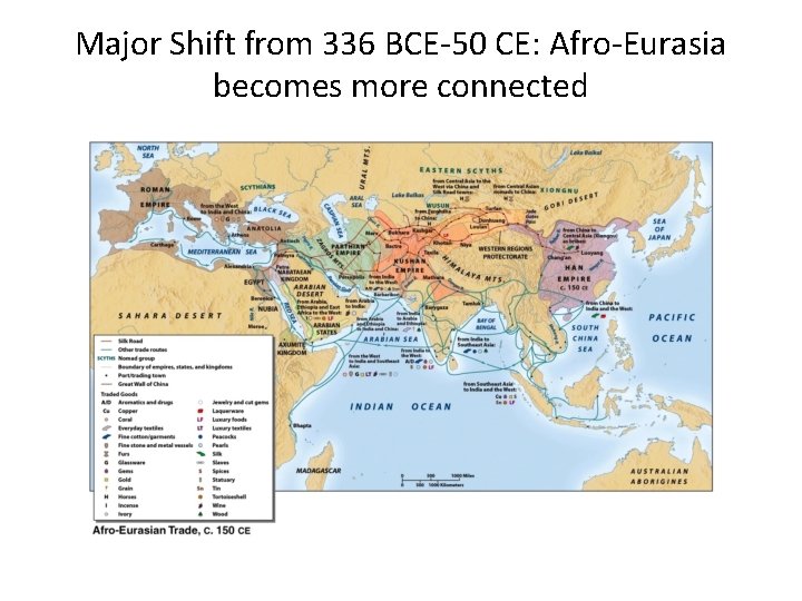 Major Shift from 336 BCE-50 CE: Afro-Eurasia becomes more connected 
