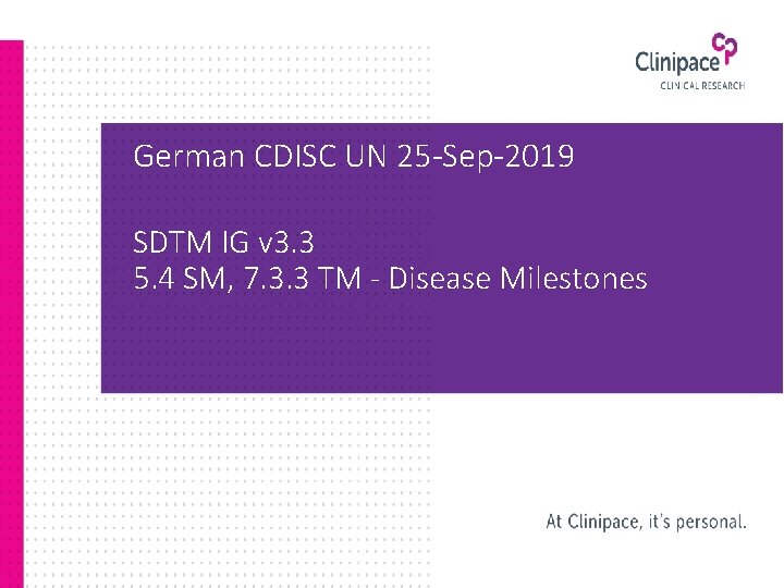 German CDISC UN 25 -Sep-2019 SDTM IG v 3. 3 5. 4 SM, 7.