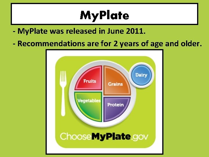 My. Plate - My. Plate was released in June 2011. - Recommendations are for