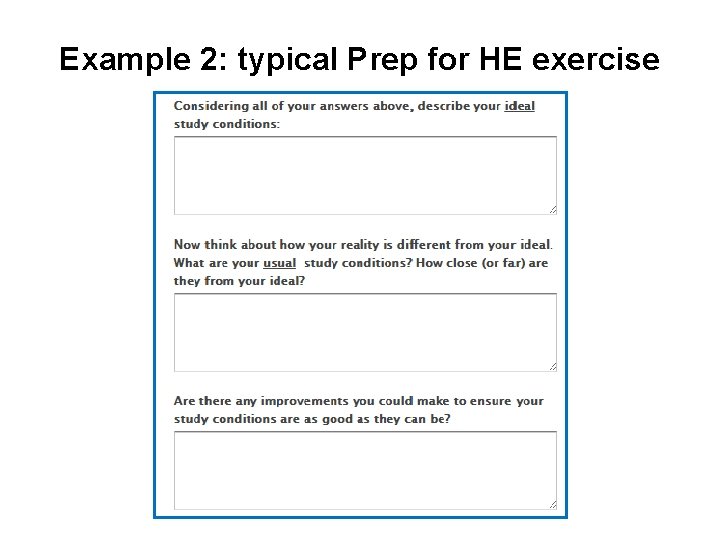 Example 2: typical Prep for HE exercise 