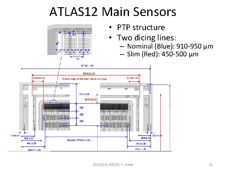 ATLAS 12 Main Sensors • PTP structure • Two dicing lines: – Nominal (Blue):