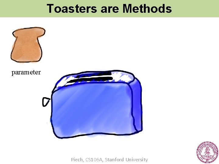 Toasters are Methods parameter Piech, CS 106 A, Stanford University 