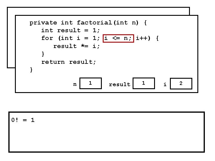 public void run() { private n) i++) { for(int i = factorial(int 0; i