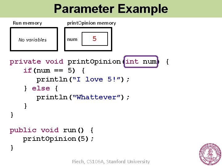 Parameter Example Run memory No variables print. Opinion memory num 5 private void print.