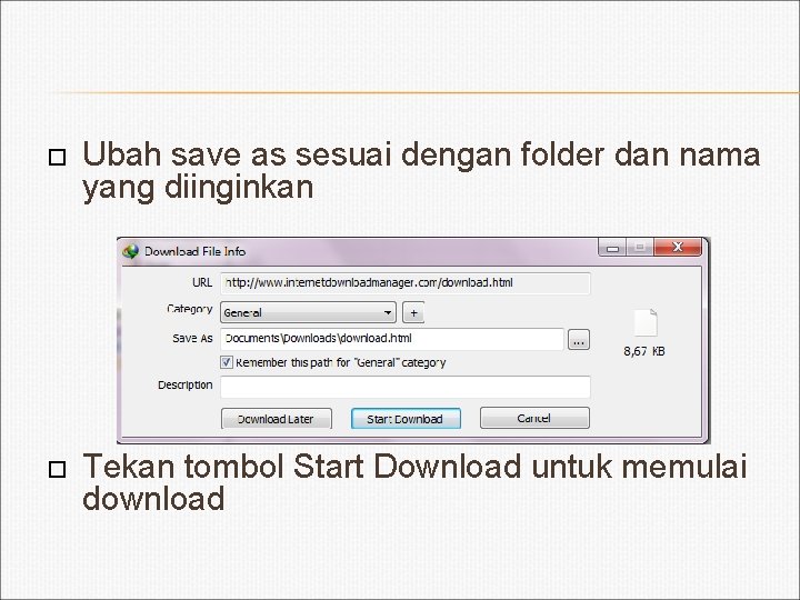  Ubah save as sesuai dengan folder dan nama yang diinginkan Tekan tombol Start