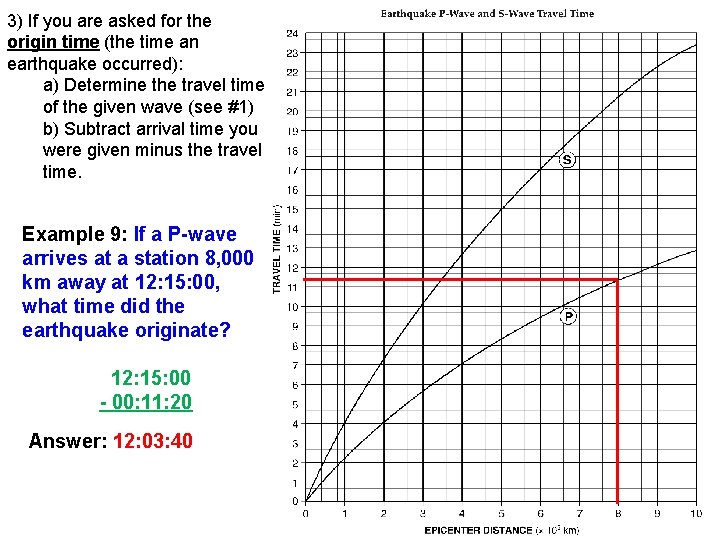 3) If you are asked for the origin time (the time an earthquake occurred):