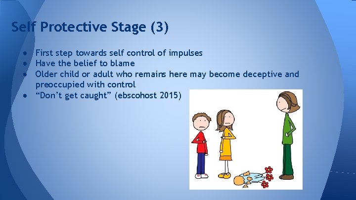 Self Protective Stage (3) ● First step towards self control of impulses ● Have